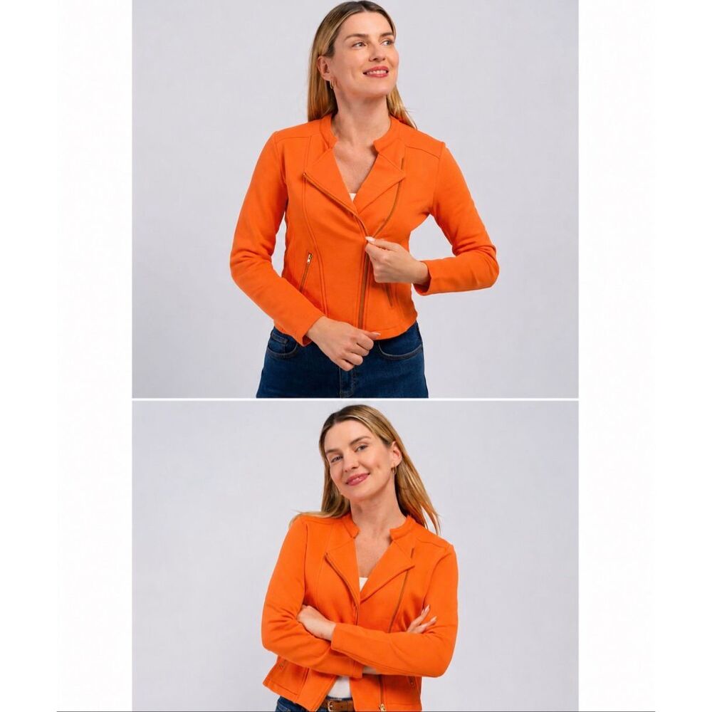 Kettlewell Sculpted Biker Jacket Orange Cotton Moto Jacket L